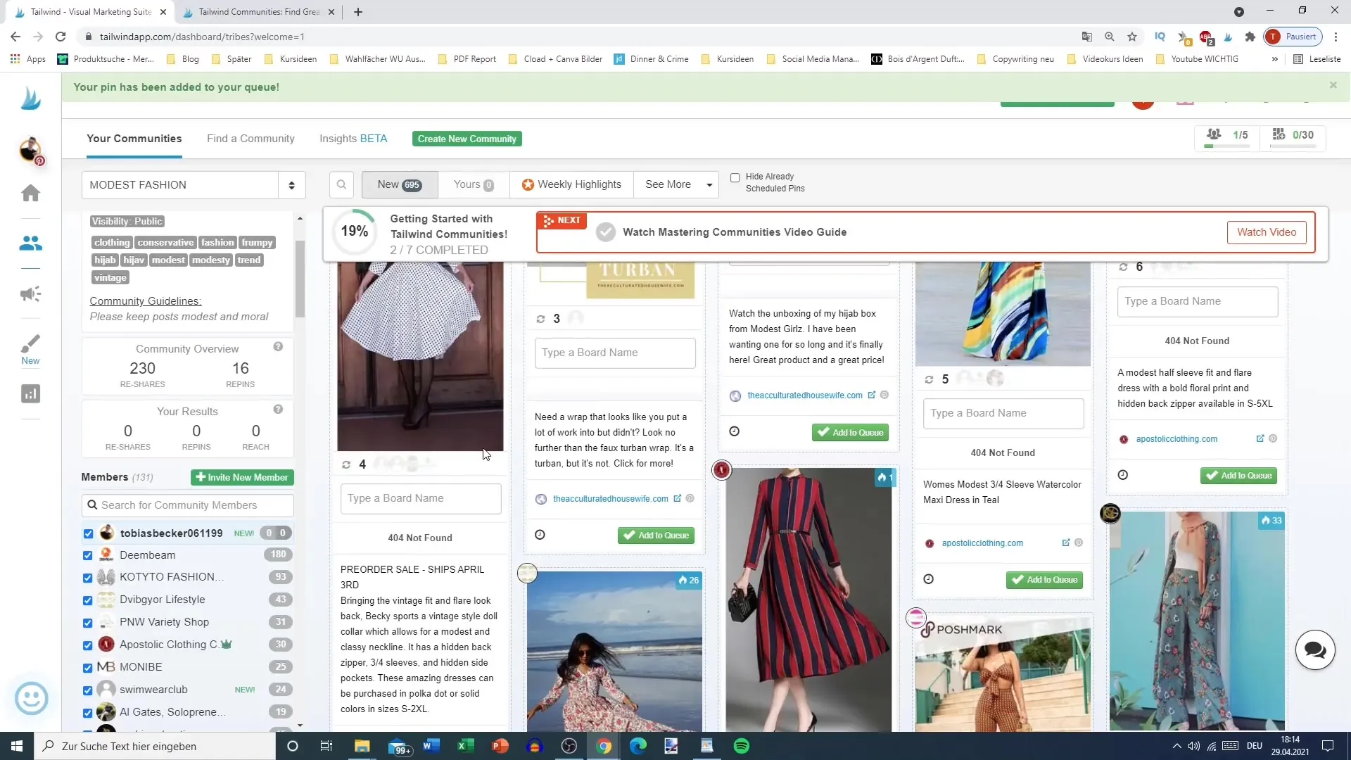 Strategie pro využití kmenů Tailwind pro Pinterest