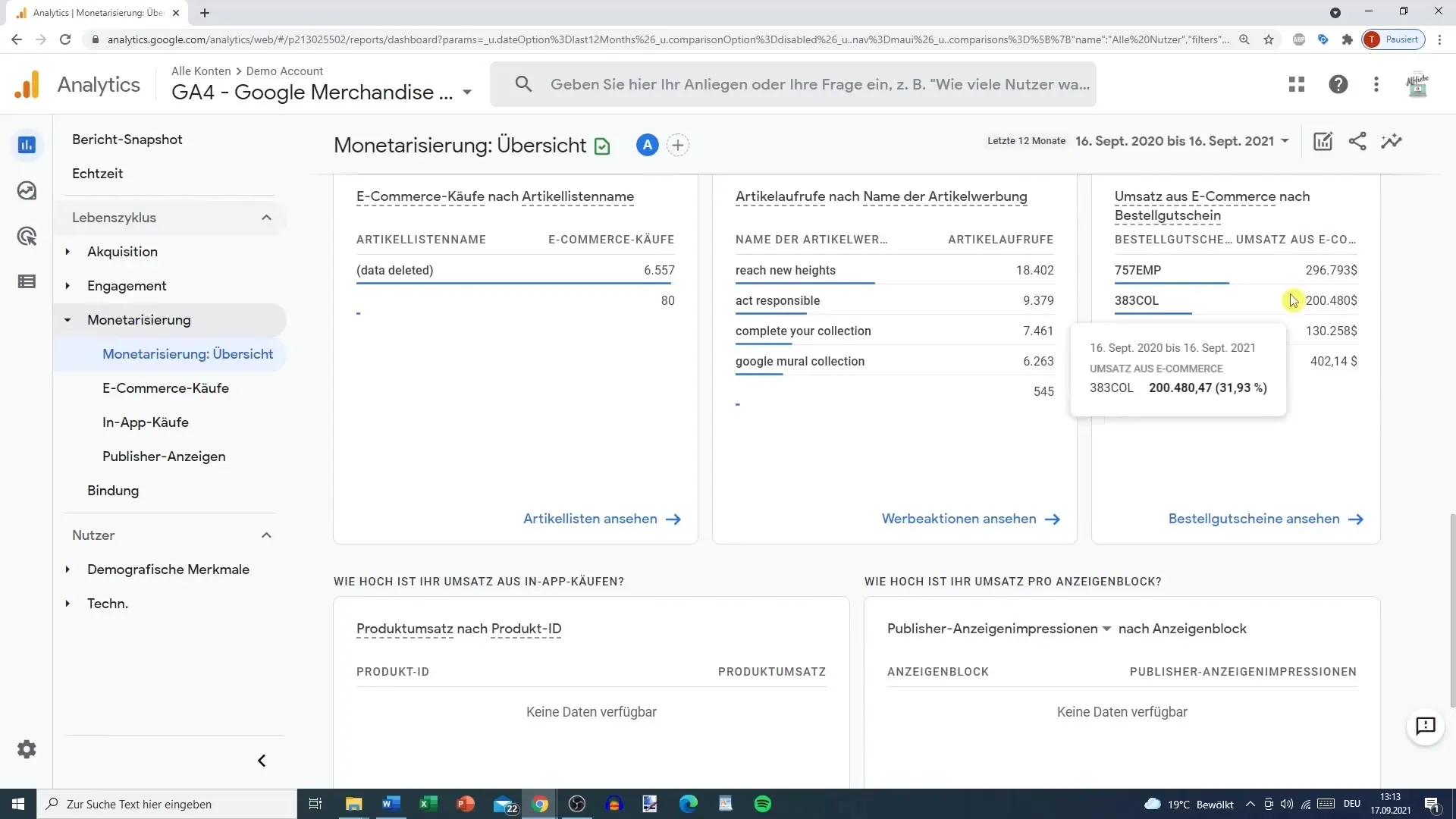 Udnyt monetiseringsrapporten effektivt i Google Analytics