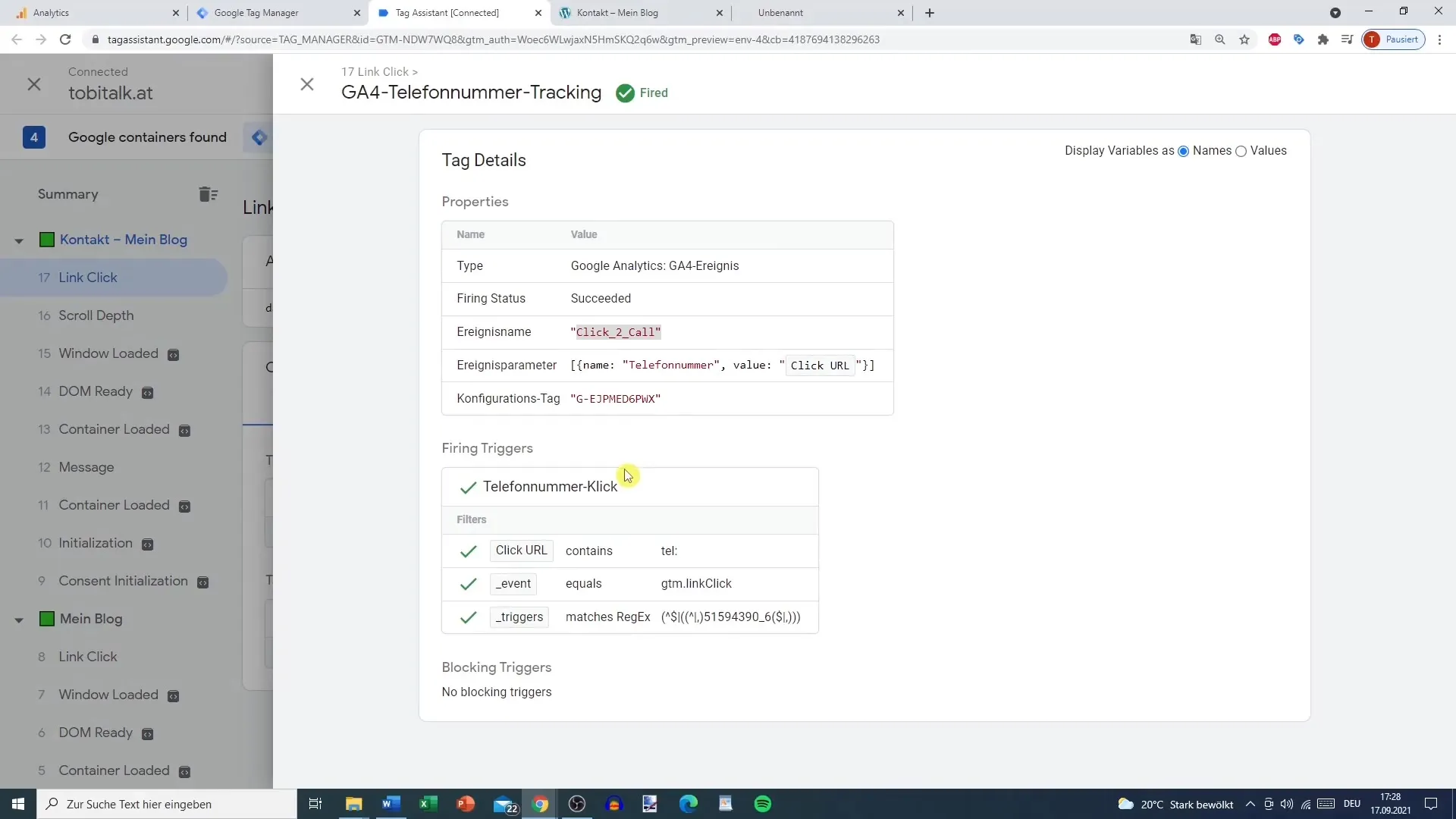 Opsætning af konverteringer i Google Analytics 4 er vellykket