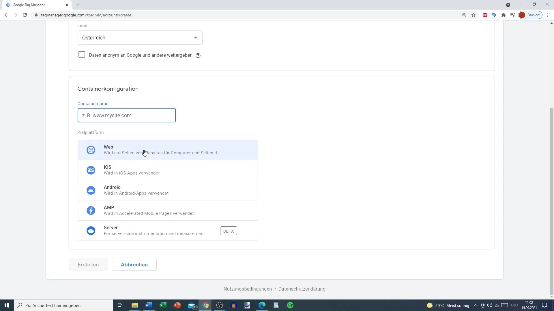 Crear y configurar una cuenta de Google Tag Manager