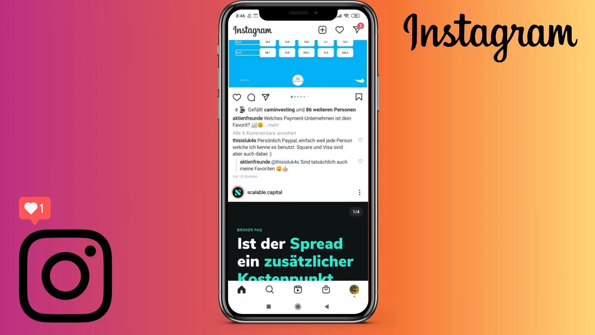 Effective use of the Instagram feed and the homepage