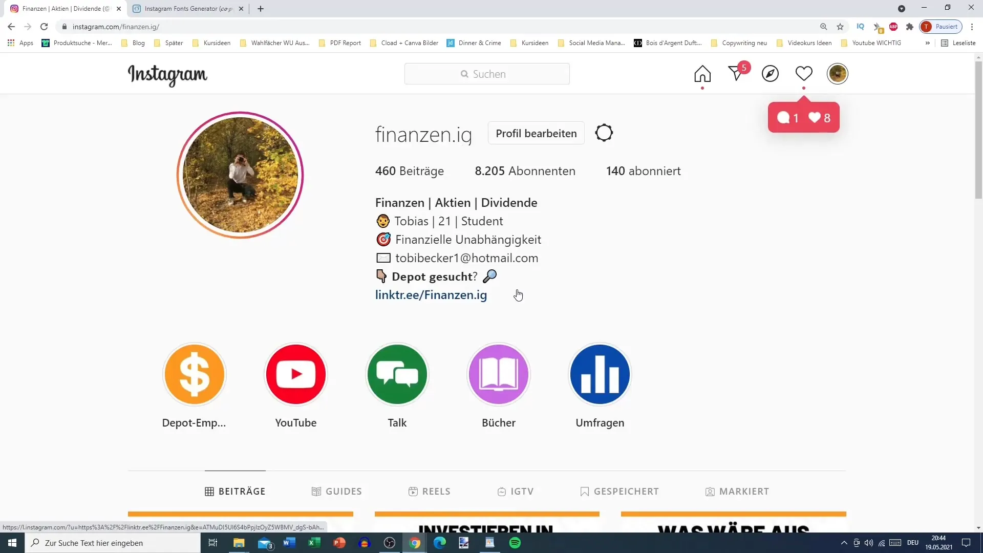 Polices spéciales pour la description de profil Instagram