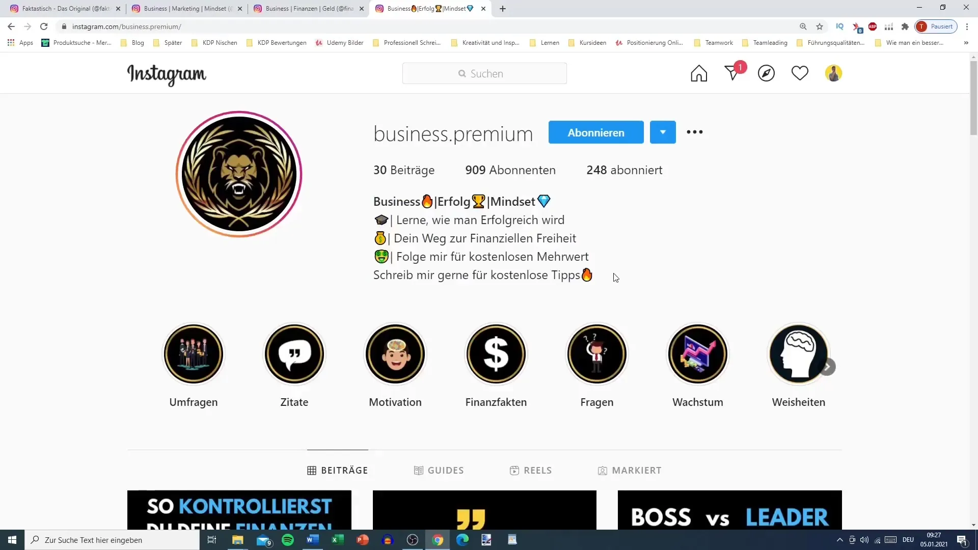 Optimize profile picture and description for Instagram