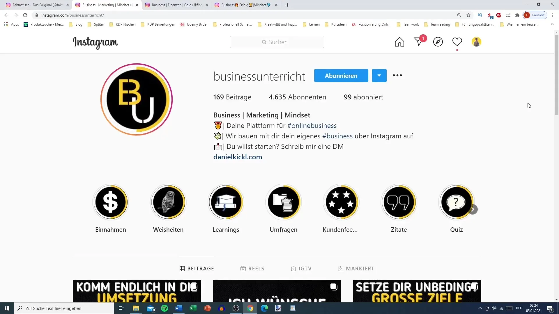 Optimize profile picture and description for Instagram