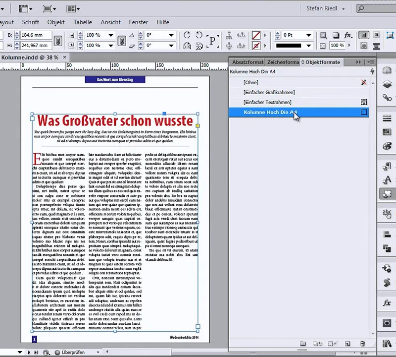 Formatear la columna con solo un clic