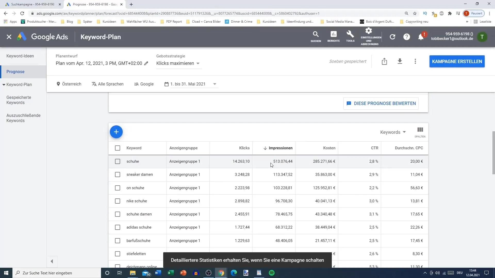 Analyser simplement les mots clés dans le compte Google Ads
