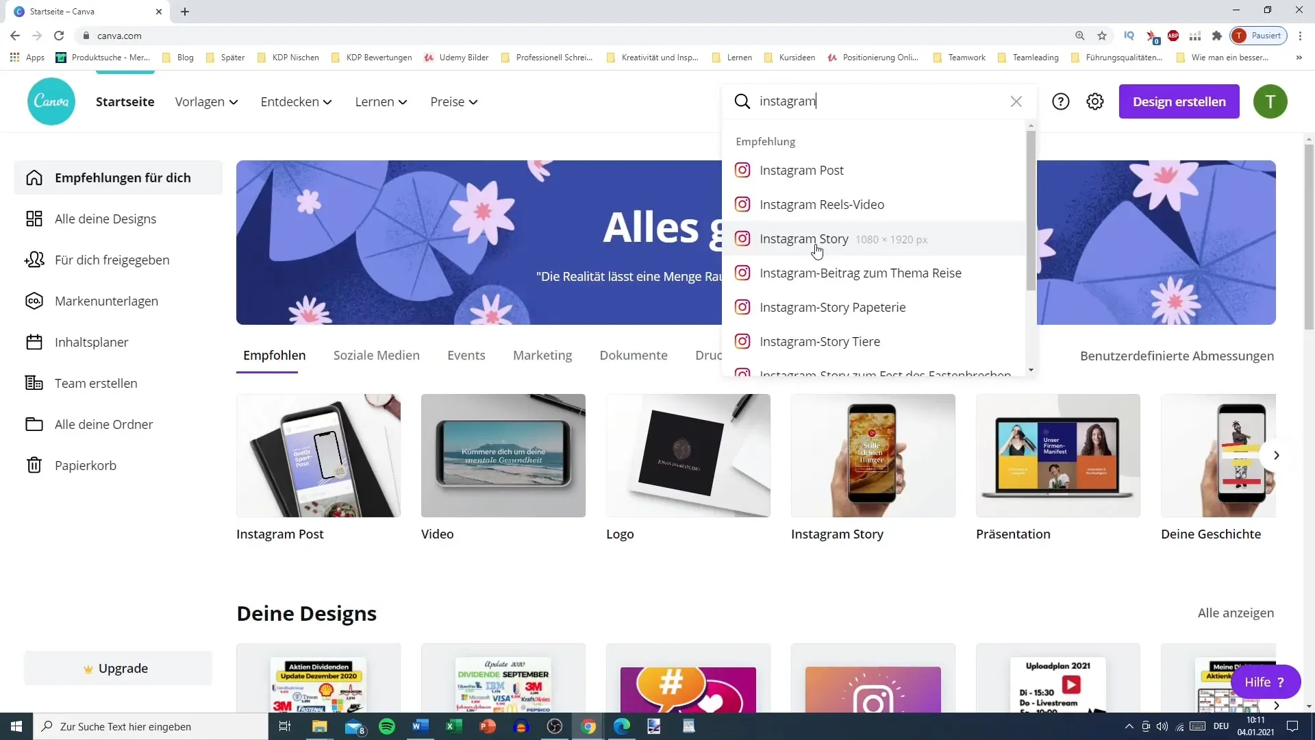 Creating creative Instagram Stories with Canva