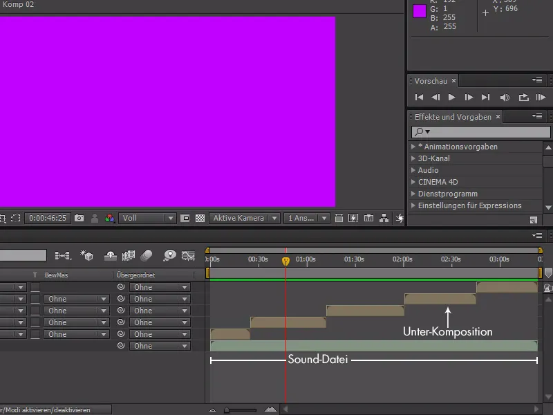 Tipps und Tricks zur Animation in After Effects: Audio in Unterkompositionen