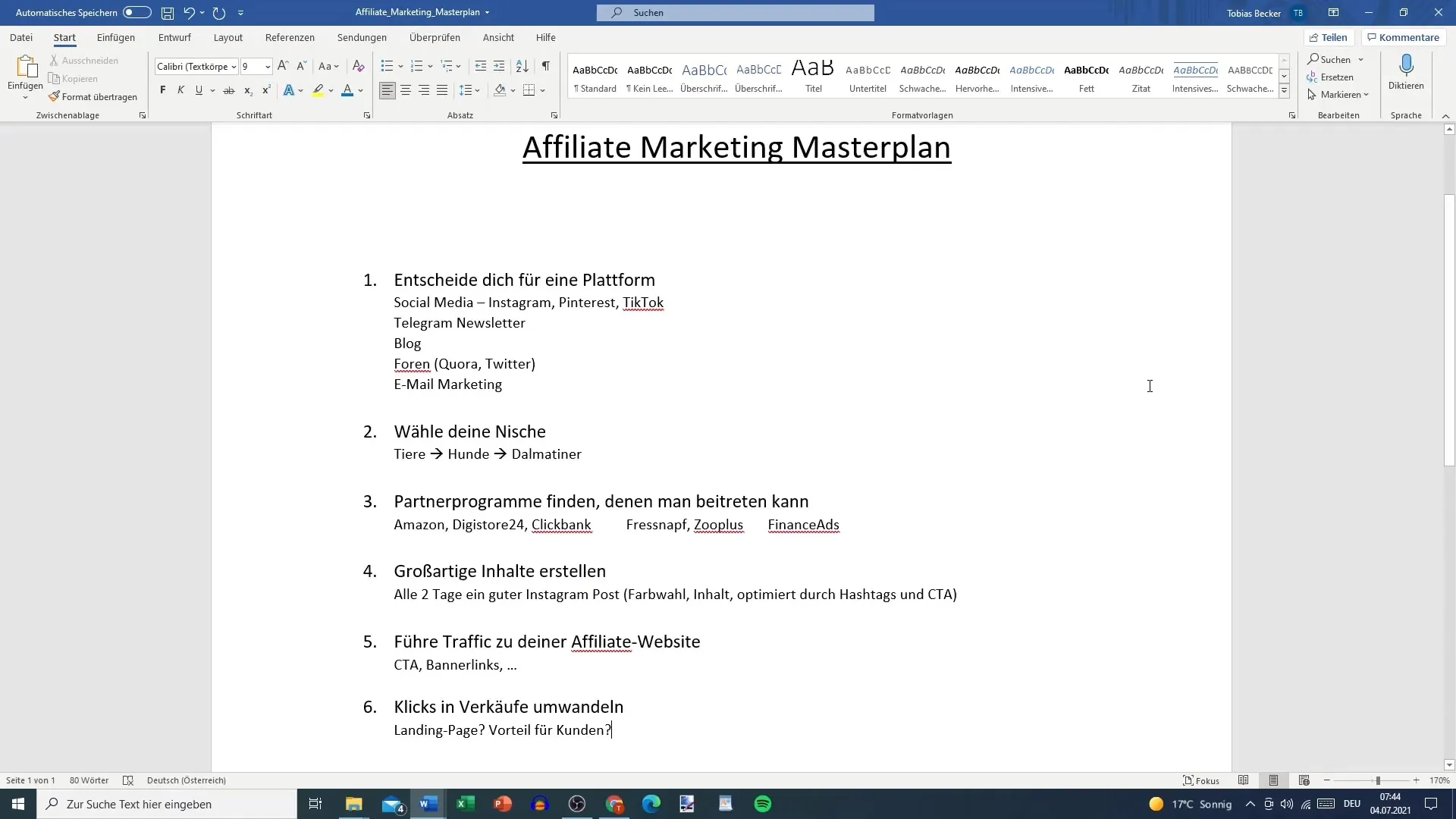 Plan mistrza marketingu partnerskiego: 7 kroków do sukcesu