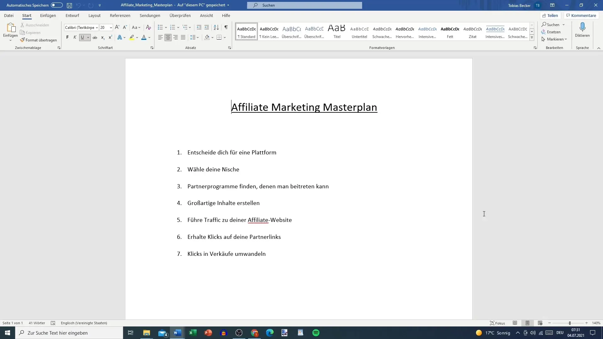 Plan marketingu afiliacyjnego: 7 kroków do sukcesu