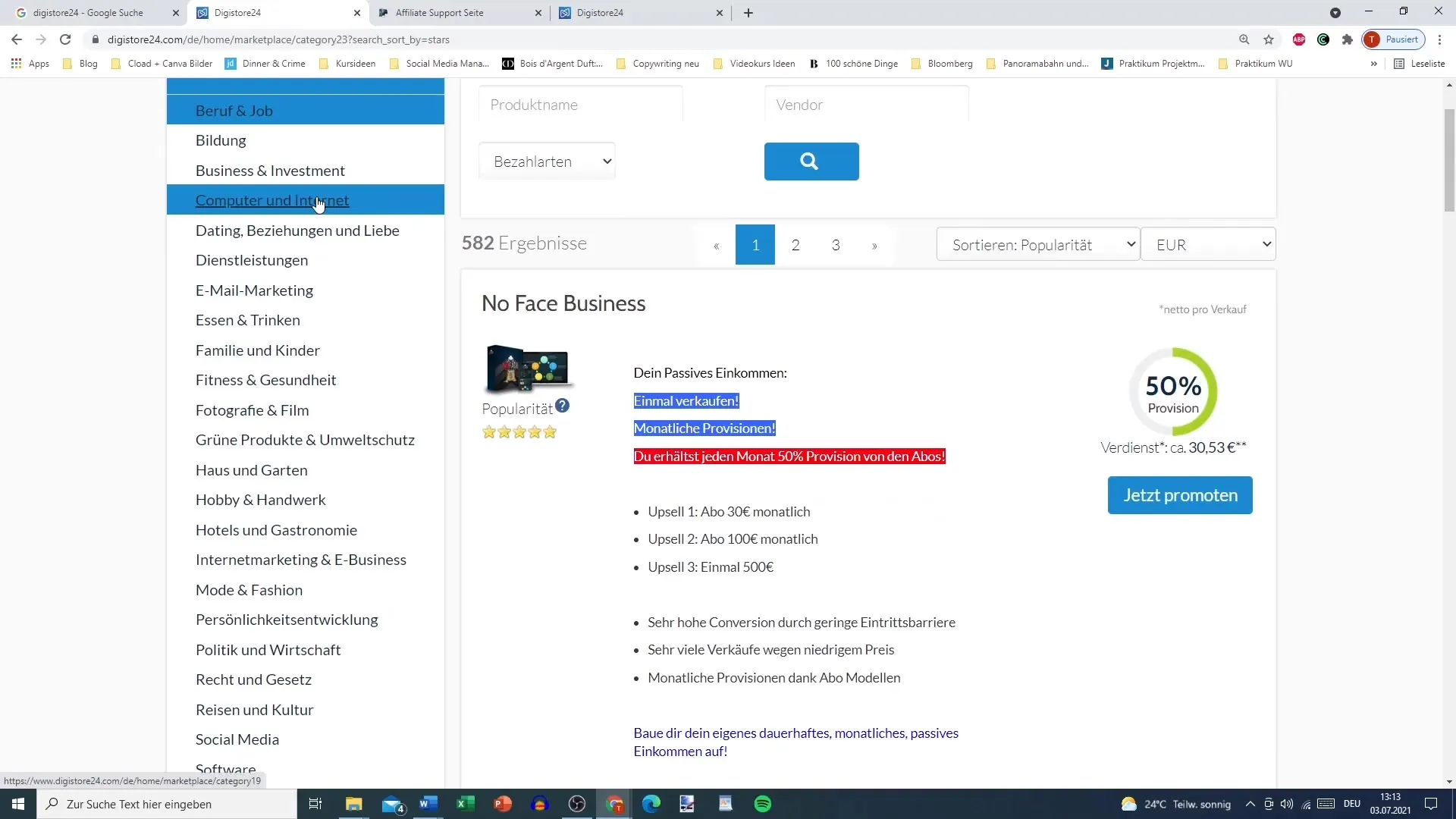 Encontrar productos atractivos en Digistore