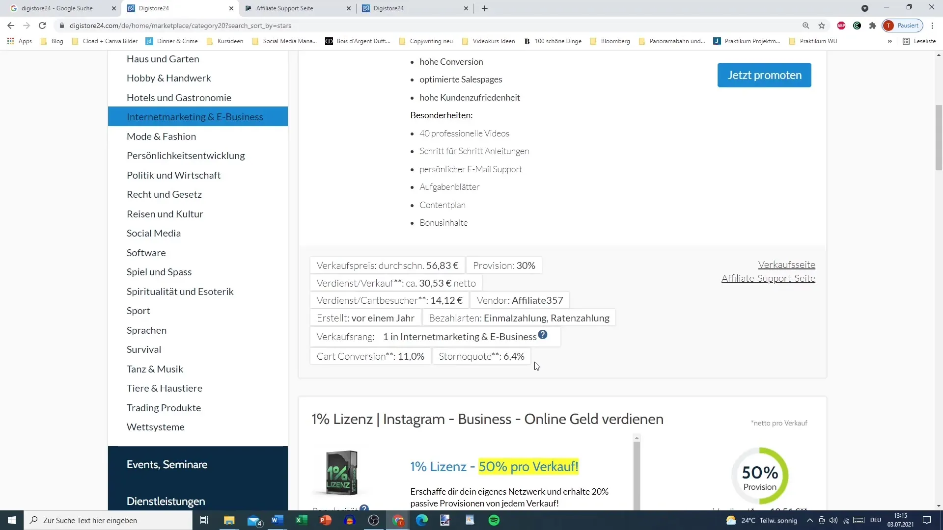 Encontrar productos atractivos en Digistore