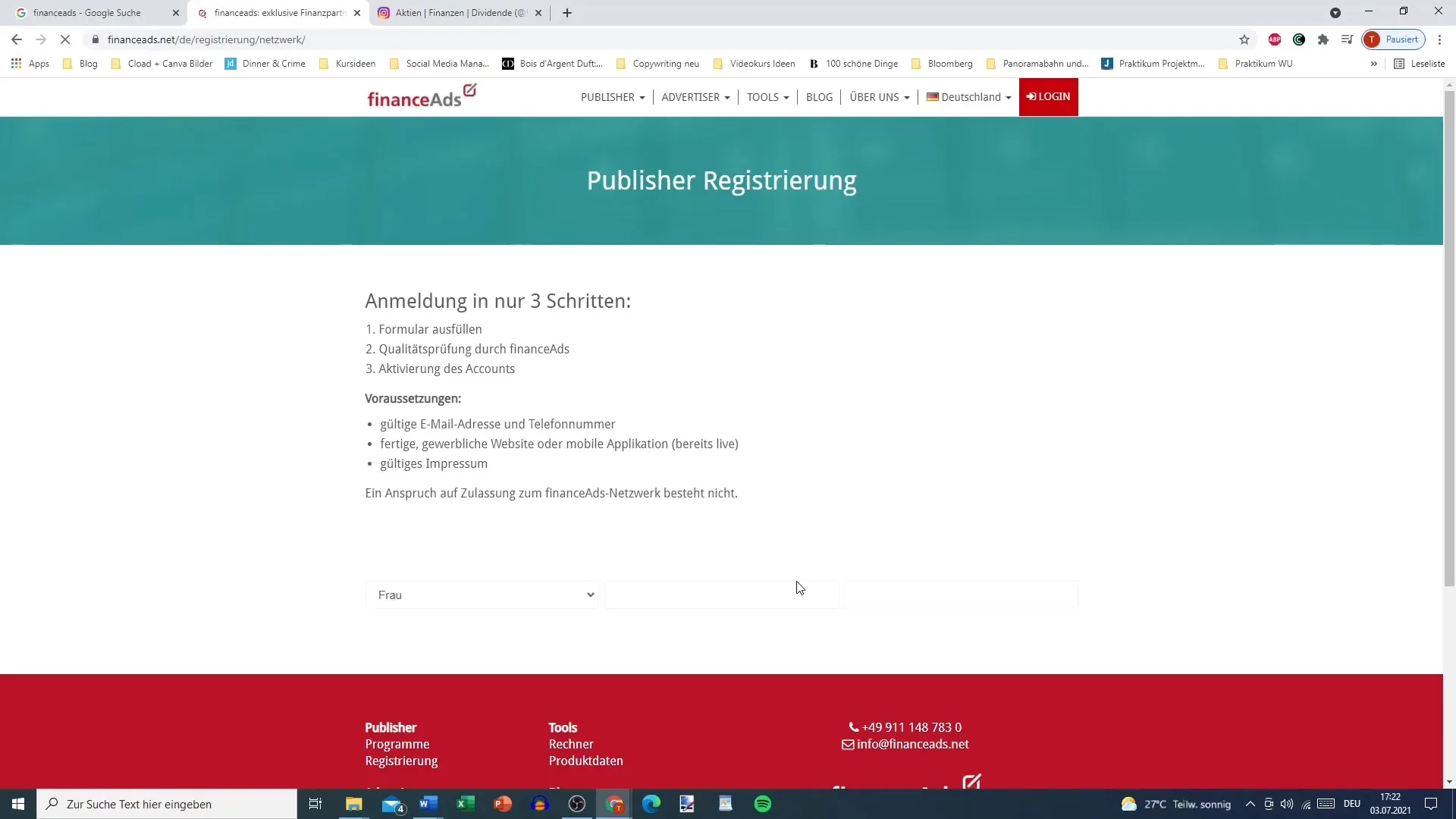 Kesempatan keuangan dengan financeAds - Panduan langkah demi langkahmu