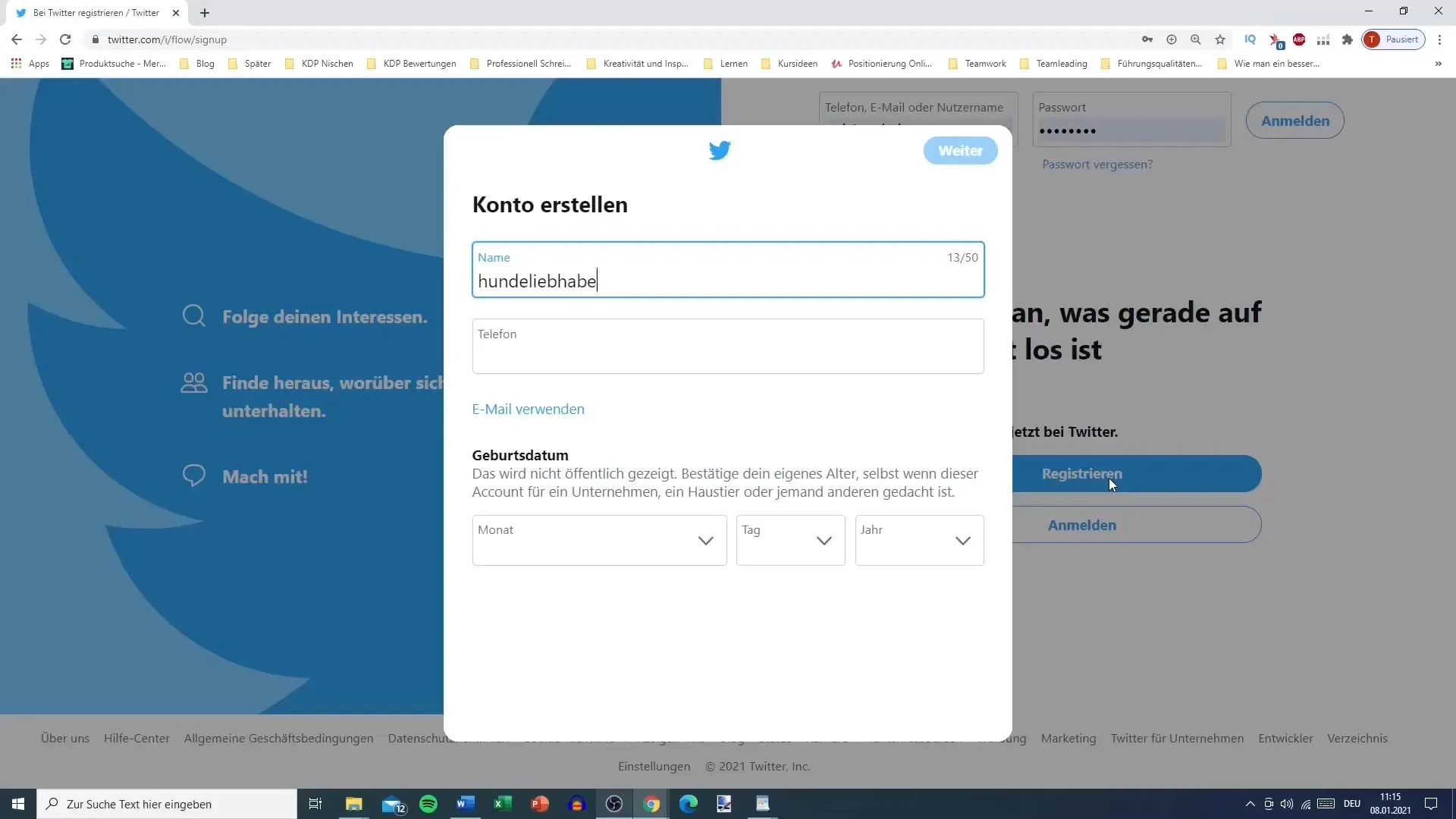 Utwórz konto na Twitterze
