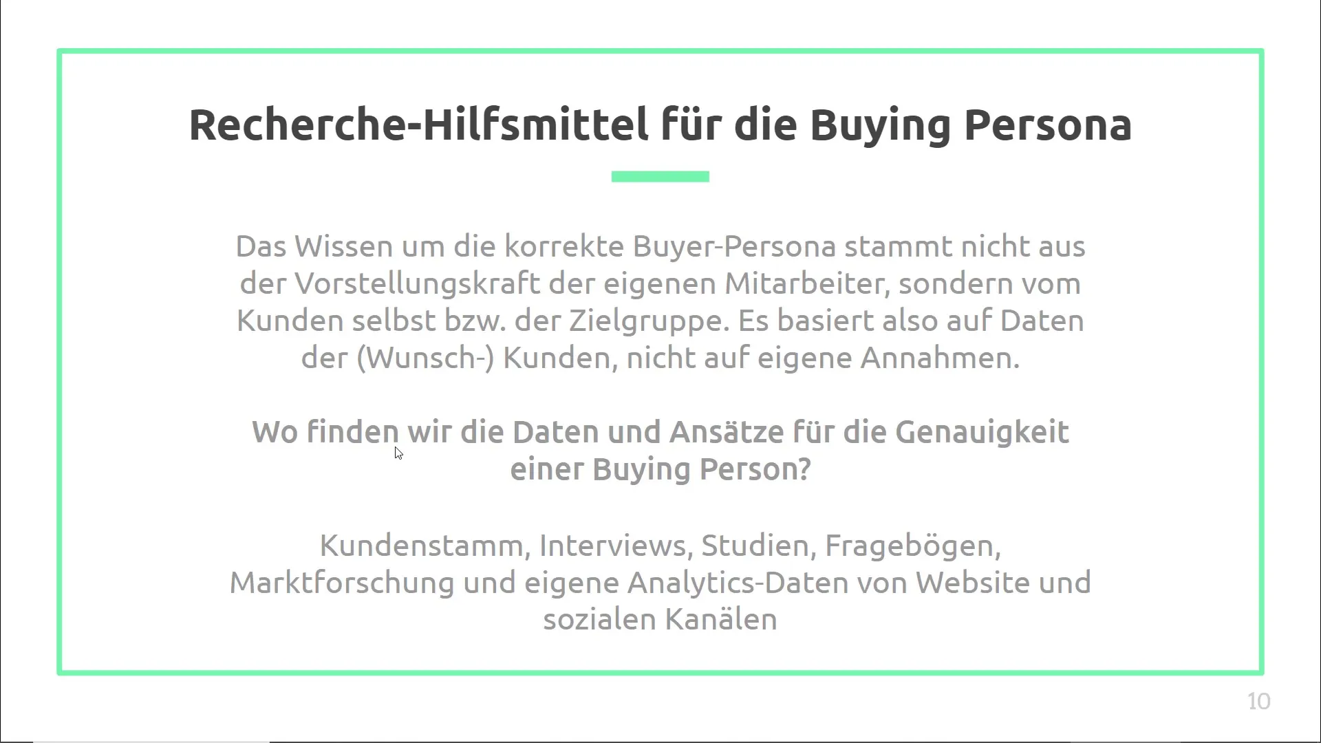 Determining target groups with Buying Persona - Tools for research