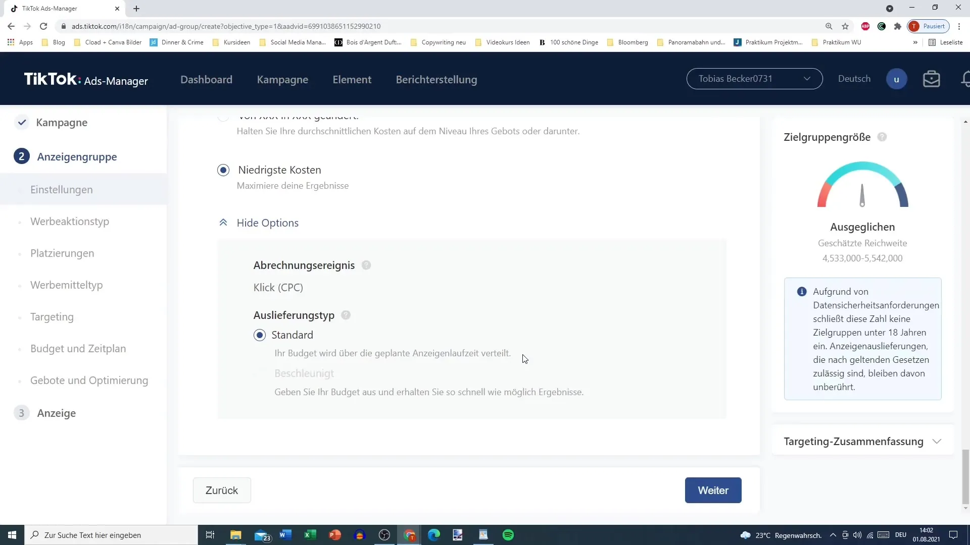 Stratégie pre nastavenie ponuky v správcovi reklám TikTok