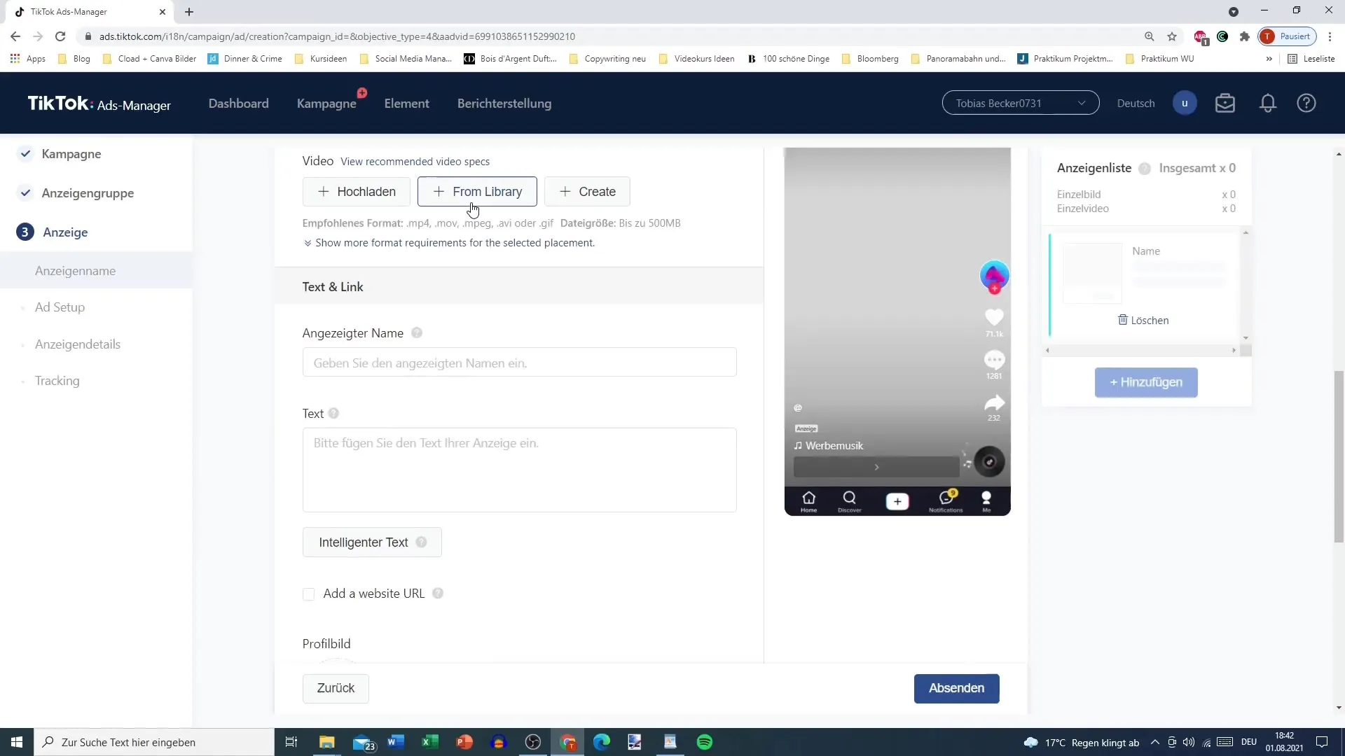 Vytvorte video reklamu pomocou manažéra reklamy TikTok Ads