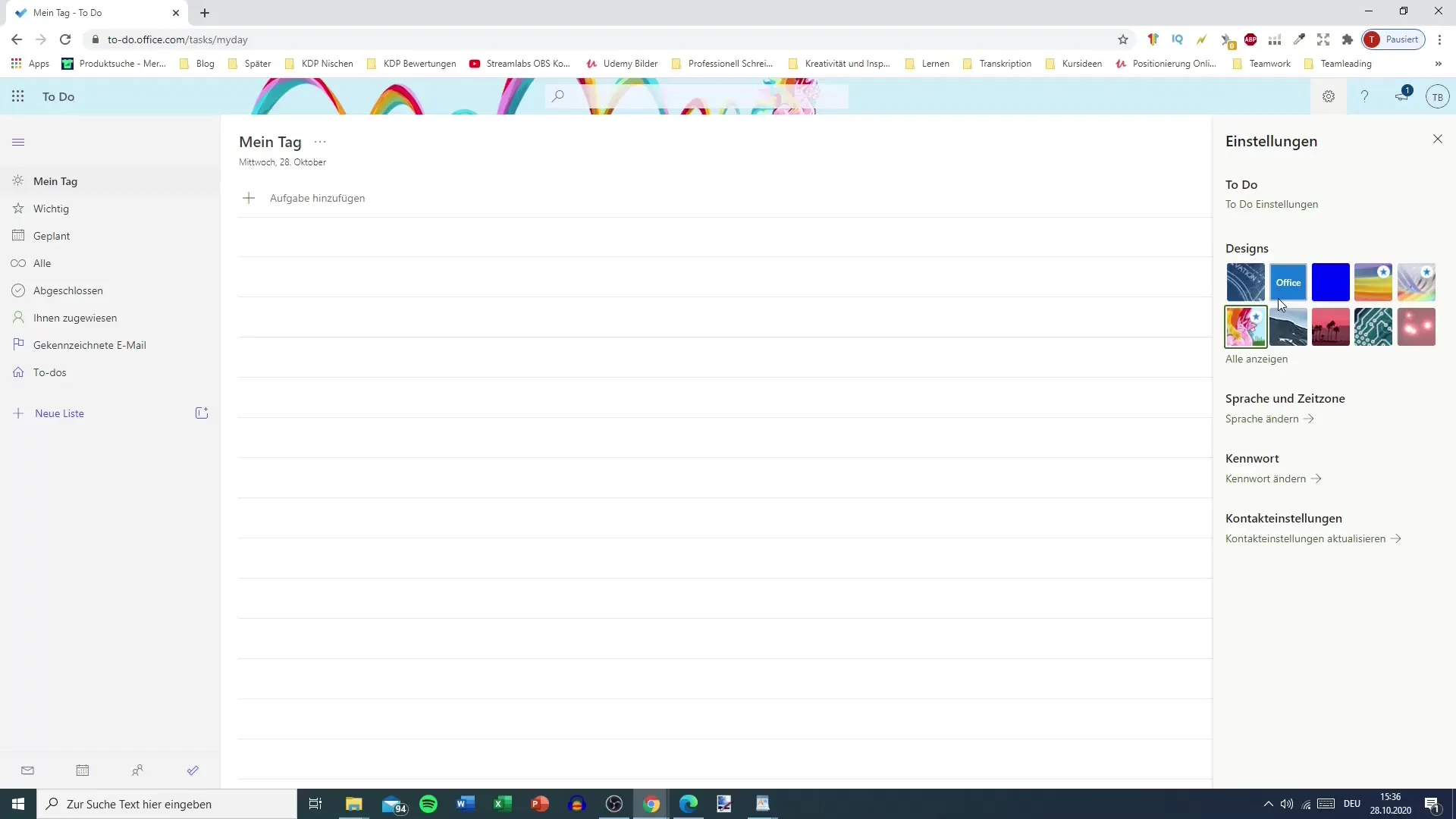 Tus ajustes personalizados de Microsoft To Do