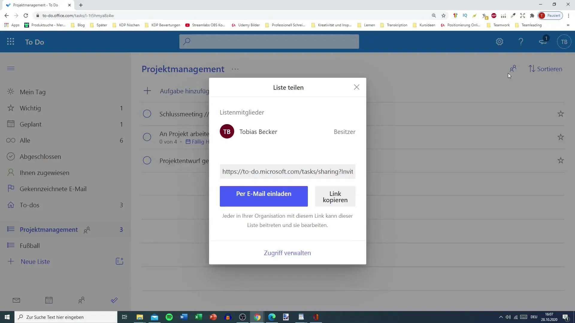 How to share lists in Microsoft To Do