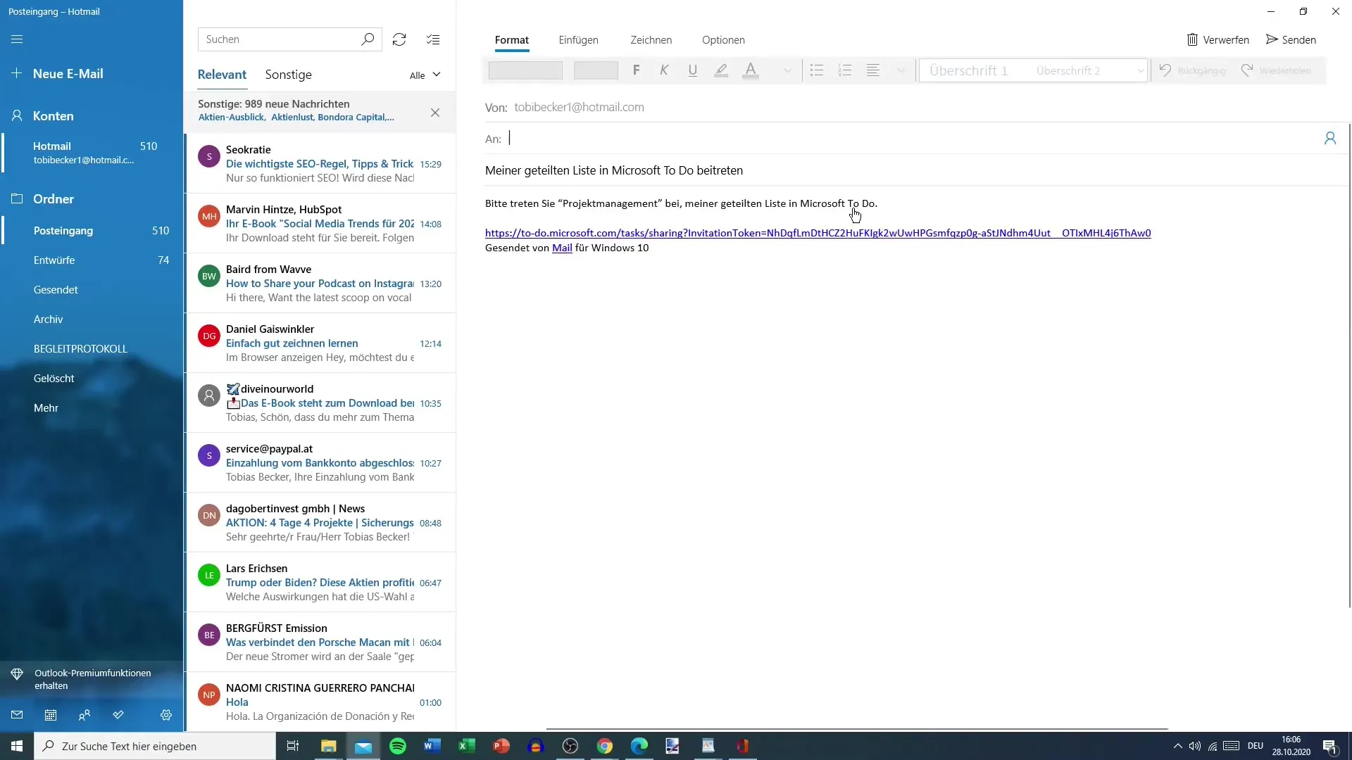 How you share lists in Microsoft To Do