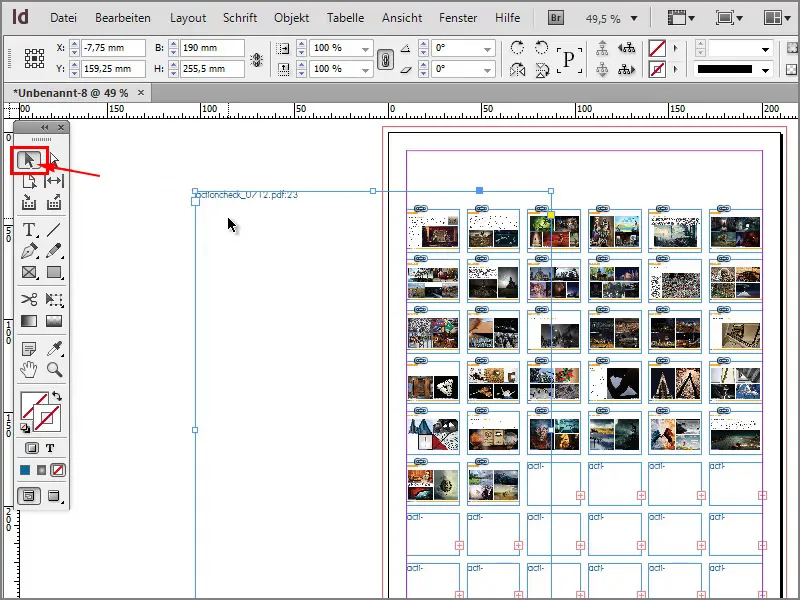 InDesign: Beberapa halaman dari file PDF sebagai lembaran kontak