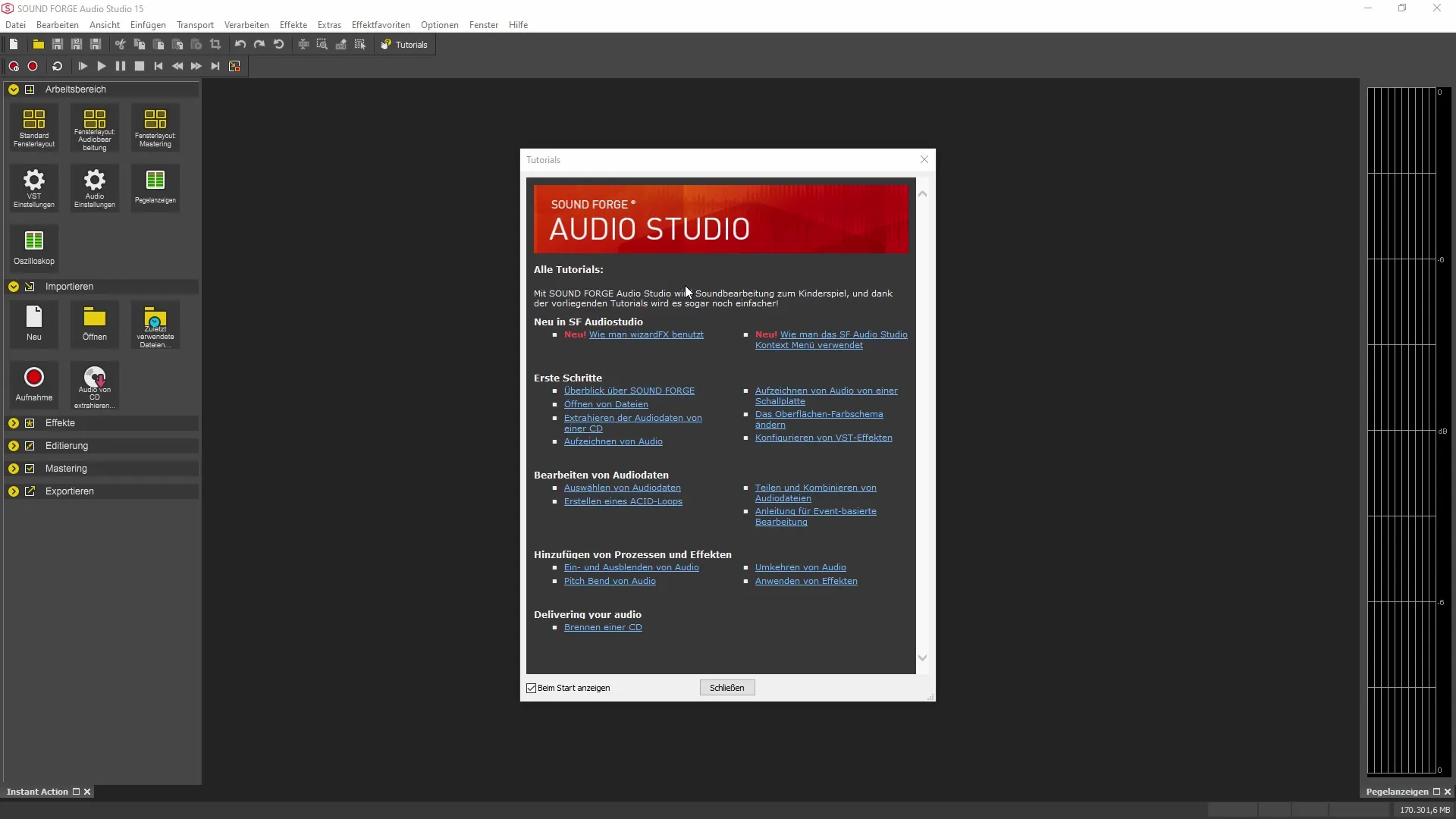 Lavorare in modo efficiente con SOUND FORGE Audio Studio 15