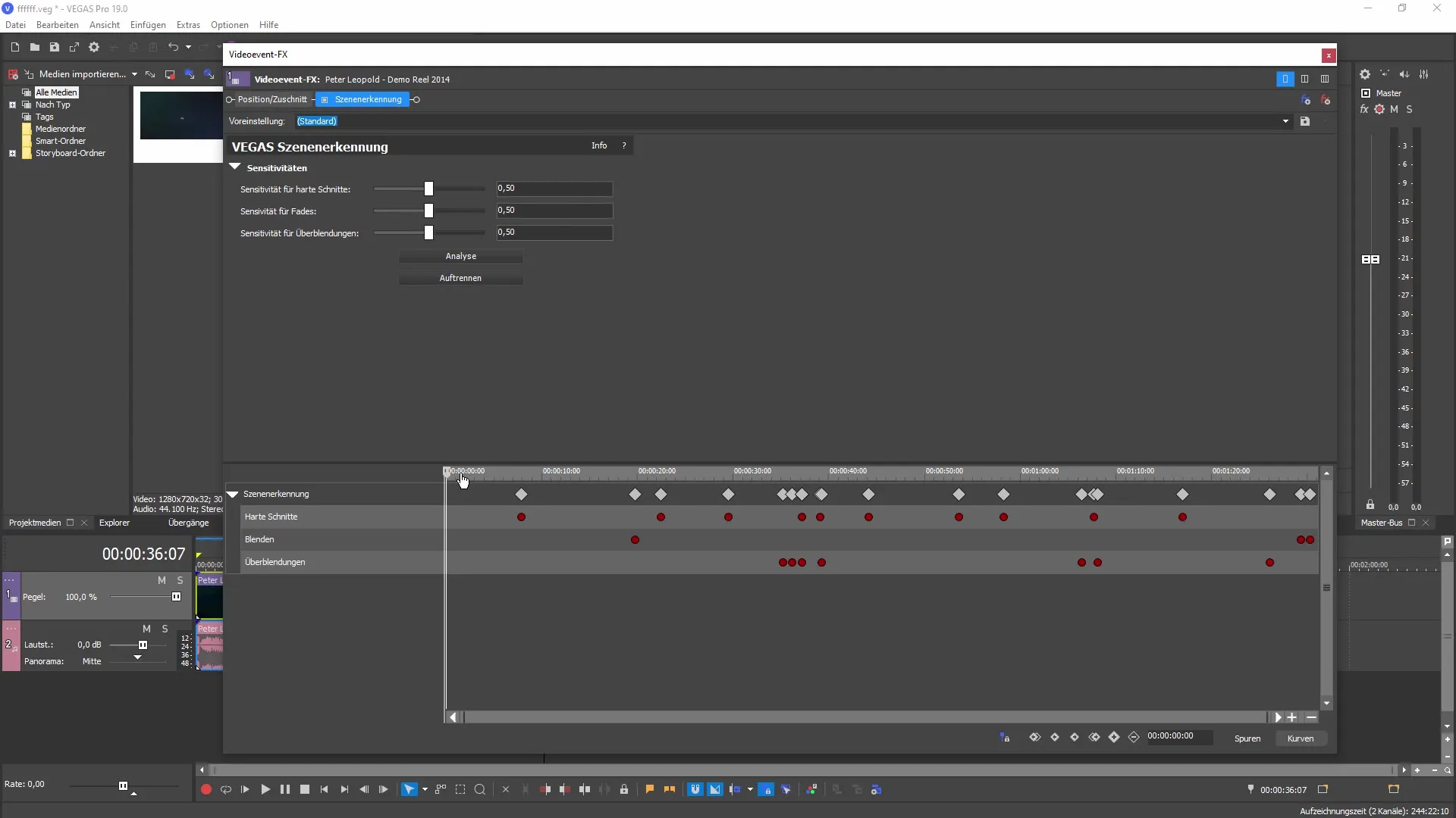 Gebruik geautomatiseerde scèneherkenning in VEGAS Pro 19