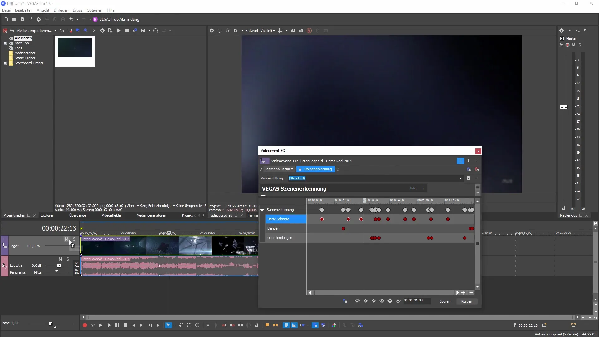 Gebruik geautomatiseerde scèneherkenning in VEGAS Pro 19