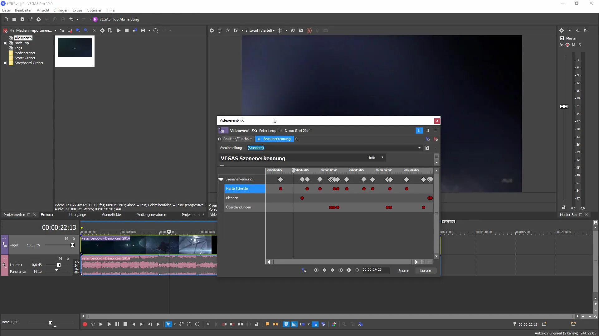 Gebruik geautomatiseerde scèneherkenning in VEGAS Pro 19