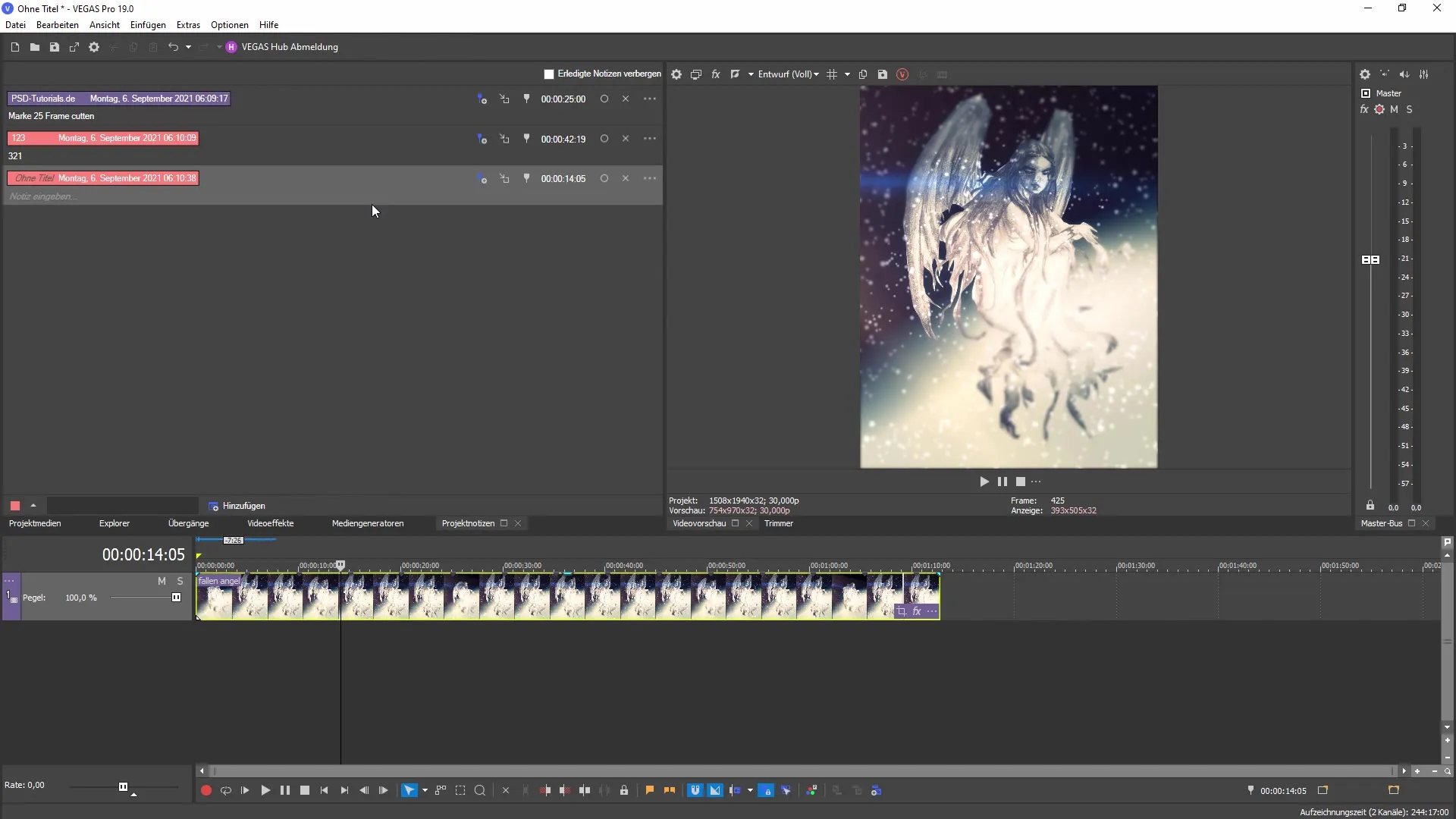 Sfruttare al massimo le note di progetto in VEGAS Pro 19