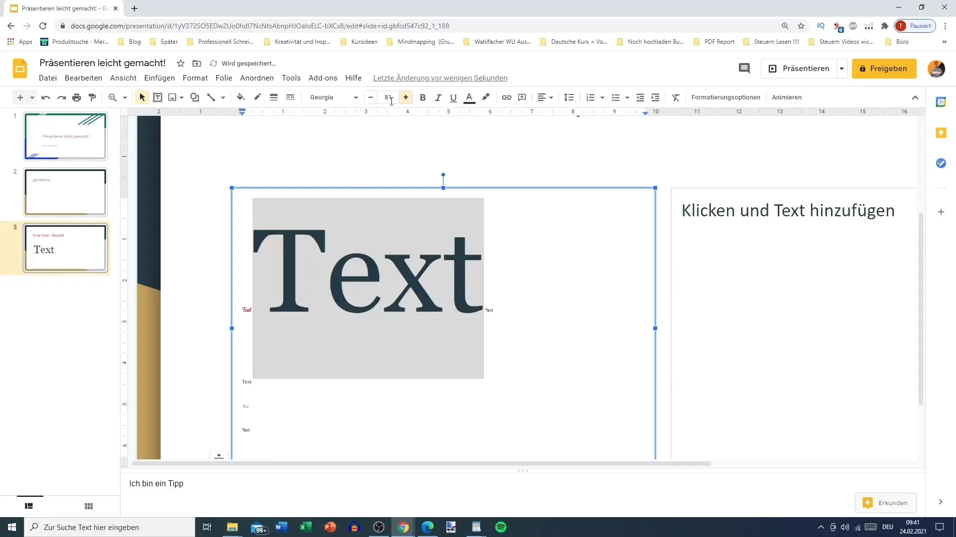 Tekstu un fontu projektēšana programmā Google Slides