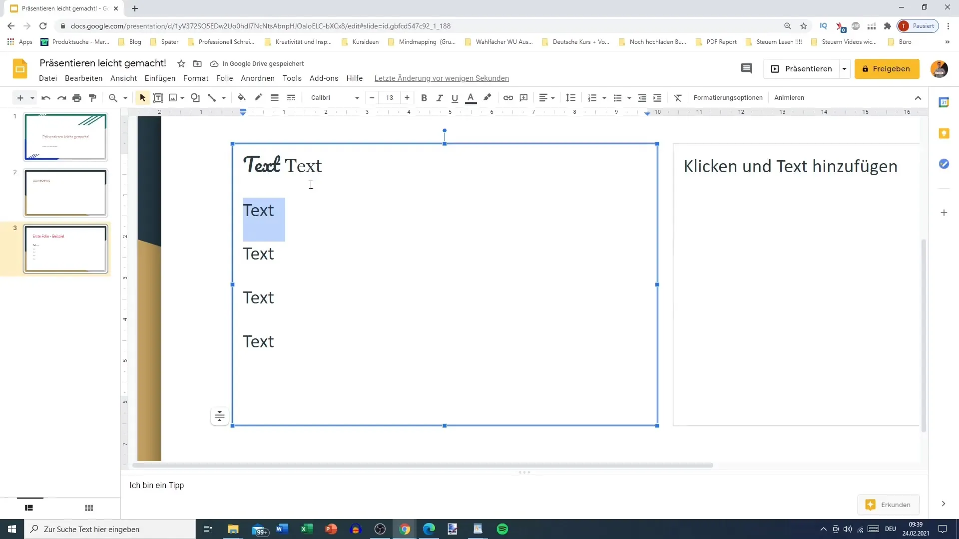 Tekstu un fontu projektēšana programmā Google Slides