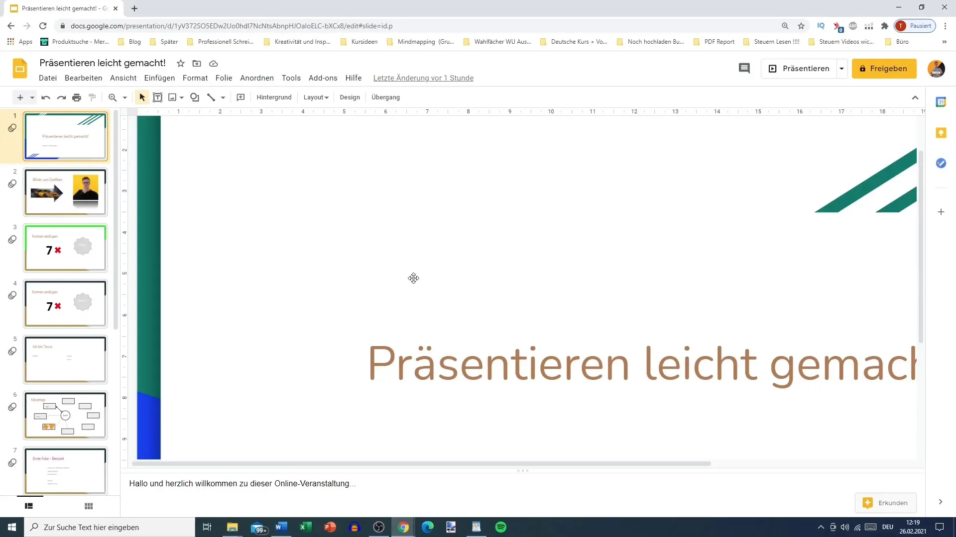 Optimale Vorbereitung für Google Slides-Bildschirmpräsentationen