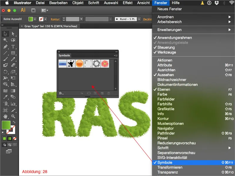 Kurti žolės tipografiją – „Adobe Illustrator“.