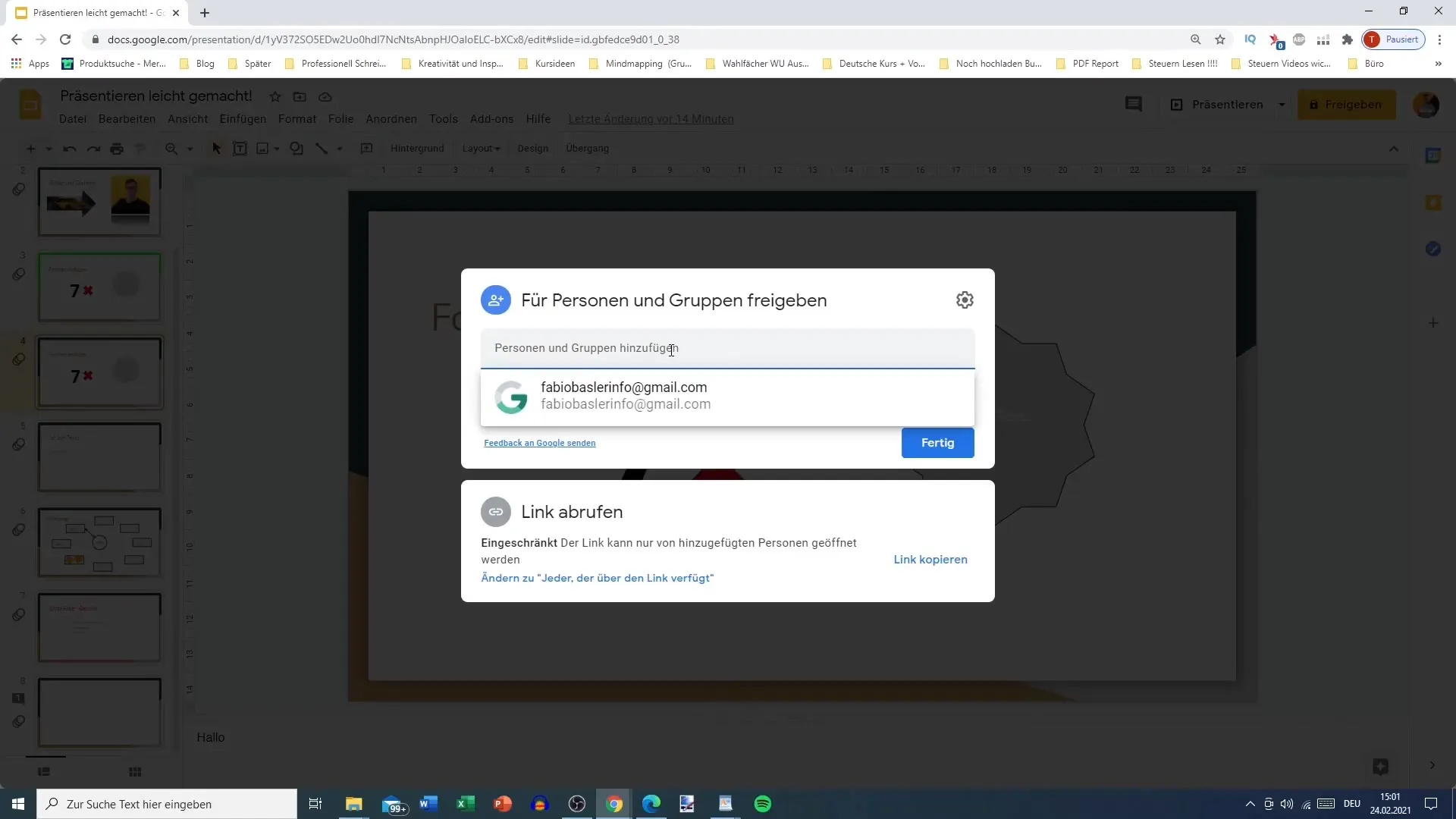 Google Slides Präsentation effektiv drucken und freigeben