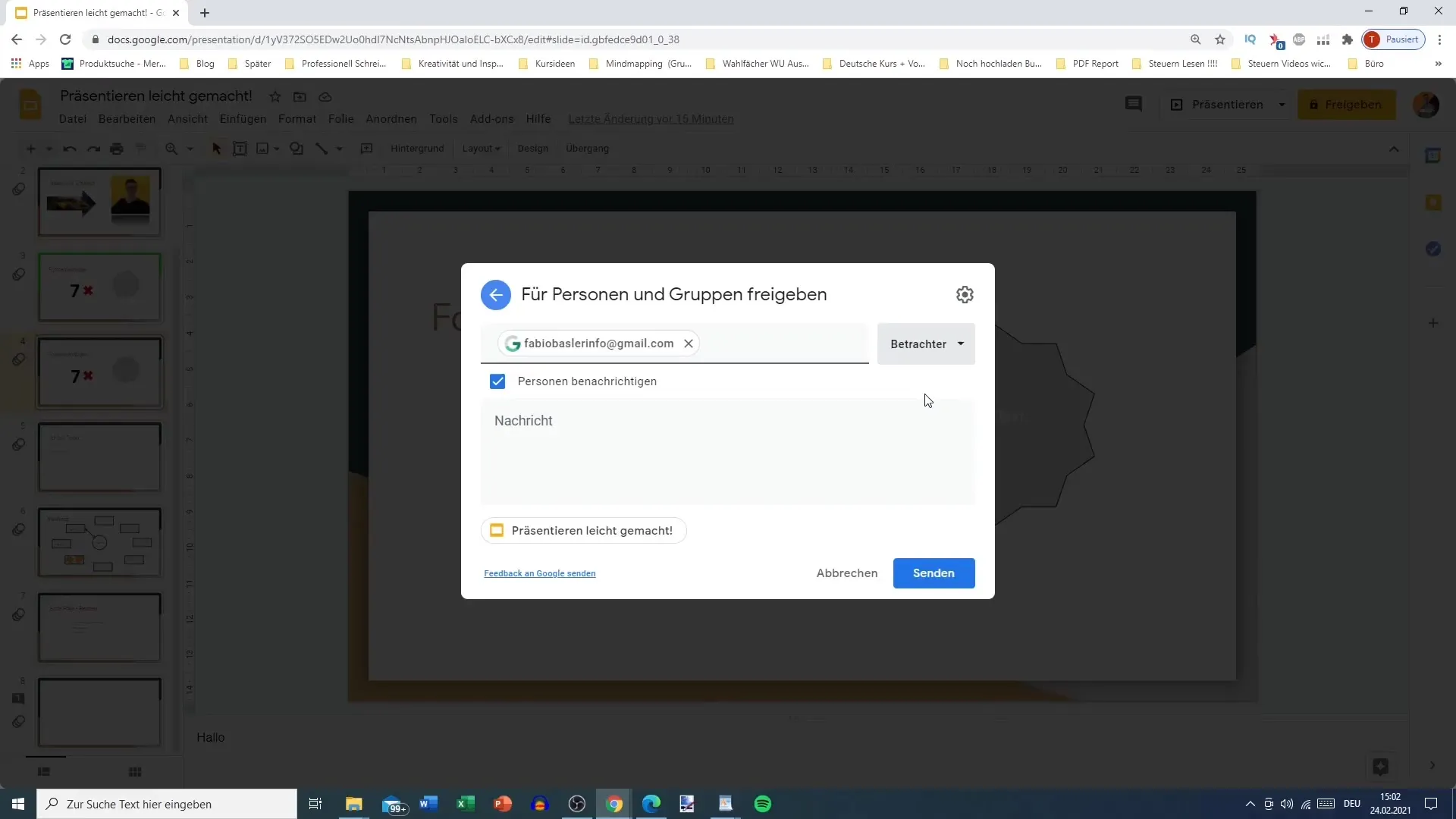 Google Slides Präsentation effektiv drucken und freigeben