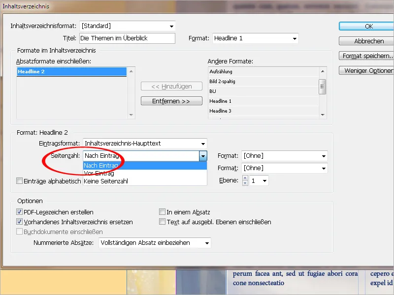 Create a table of contents in Adobe InDesign