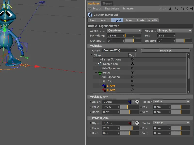 Neu in Release 13 - Animation eines Aliens mit dem CMotion-Walkcycle