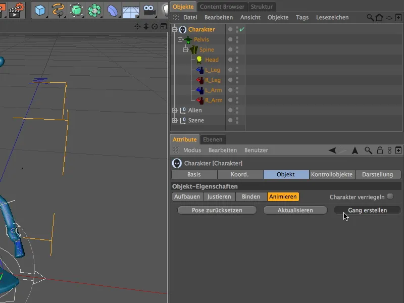 Neu in Release 13 - Animation eines Aliens mit dem CMotion-Walkcycle