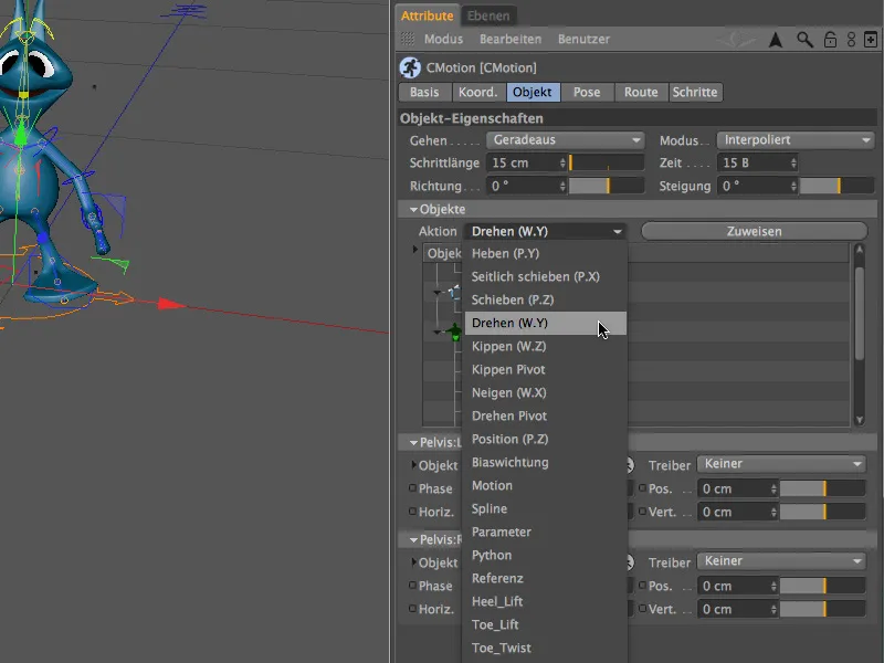 Neu in Release 13 - Animation eines Aliens mit dem CMotion-Walkcycle