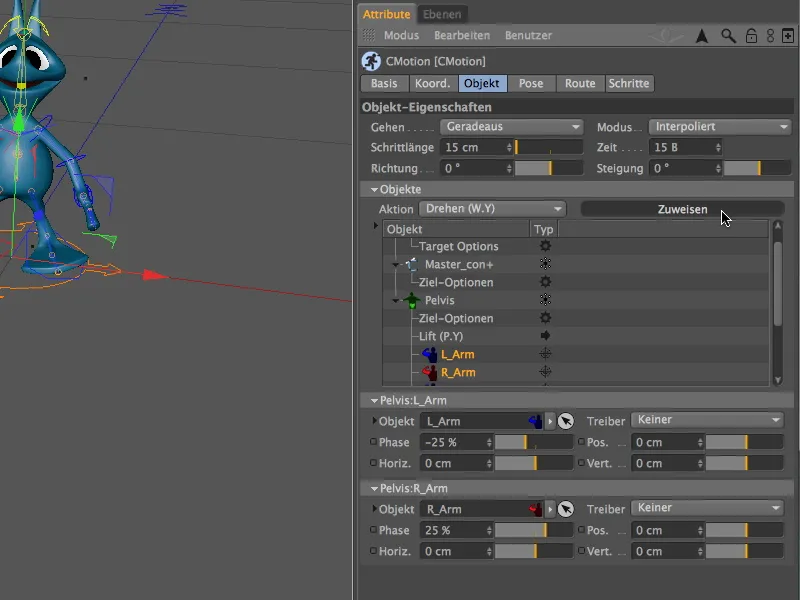 Neu in Release 13 - Animation eines Aliens mit dem CMotion-Walkcycle
