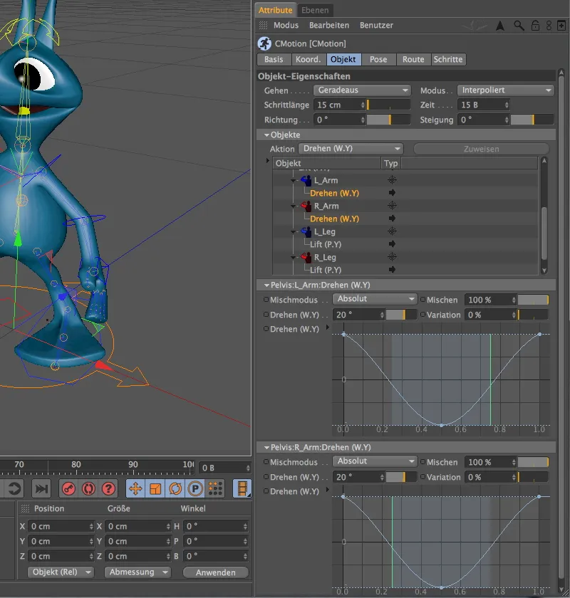 Neu in Release 13 - Animation eines Aliens mit dem CMotion-Walkcycle