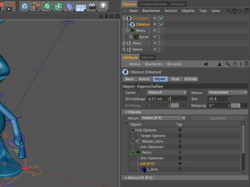 Neu in Release 13 - Animation eines Aliens mit dem CMotion-Walkcycle