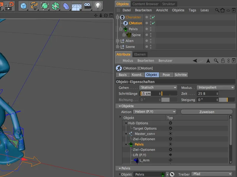 Neu in Release 13 - Animation eines Aliens mit dem CMotion-Walkcycle