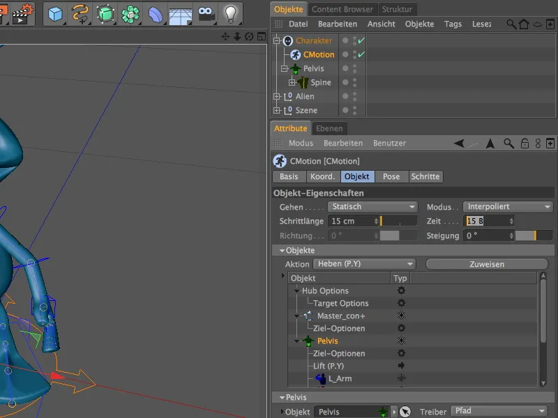 Neu in Release 13 - Animation eines Aliens mit dem CMotion-Walkcycle