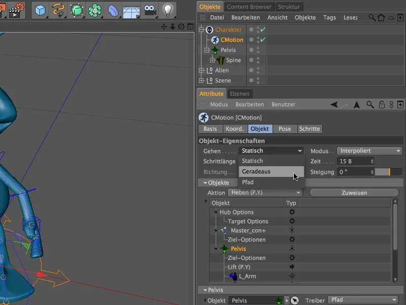 Neu in Release 13 - Animation eines Aliens mit dem CMotion-Walkcycle