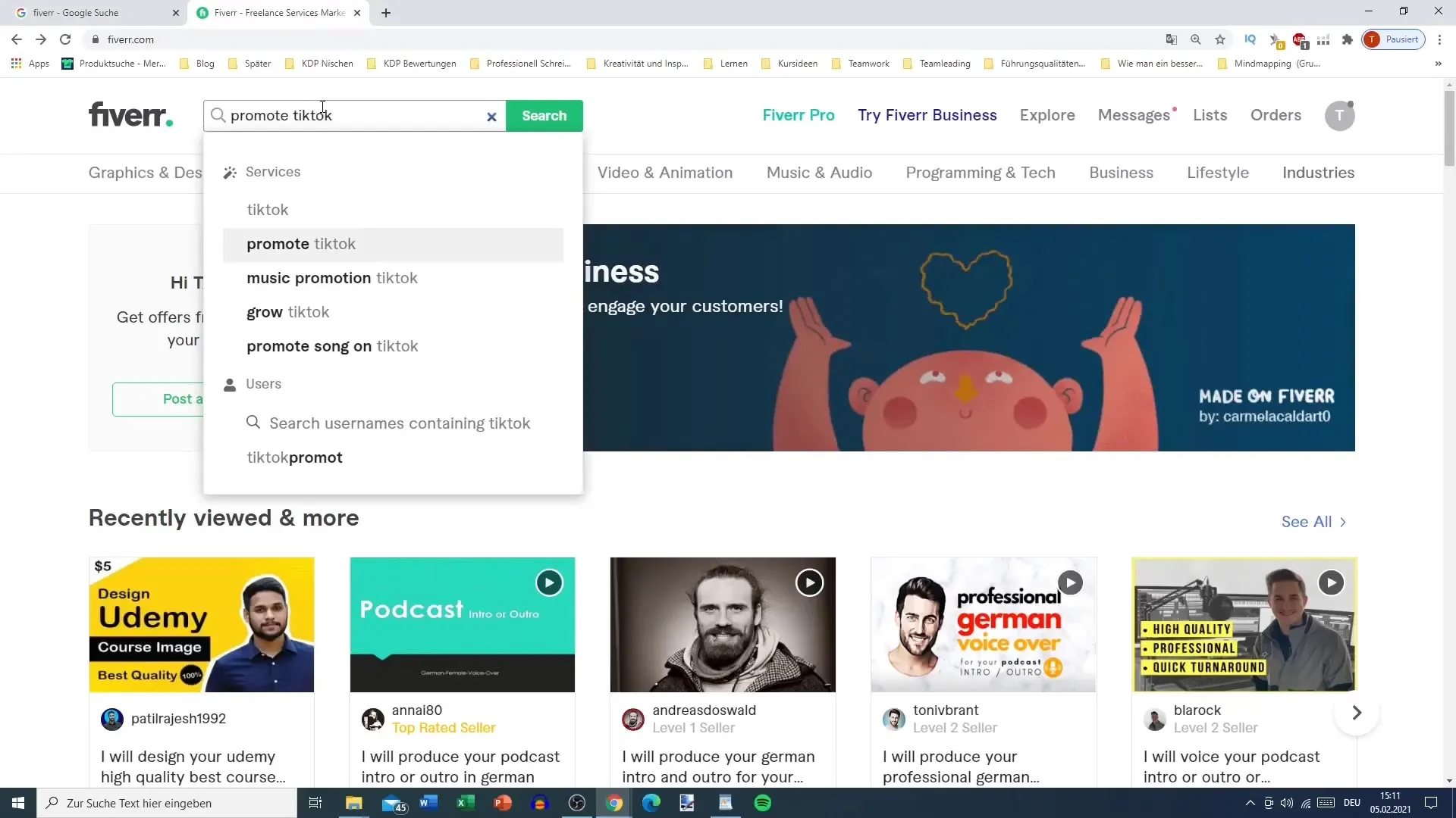 TikTok pazarlama işlerini dış kaynak kullanarak kolayca yapın - Fiverr'daki serbest çalışanlara iş verin