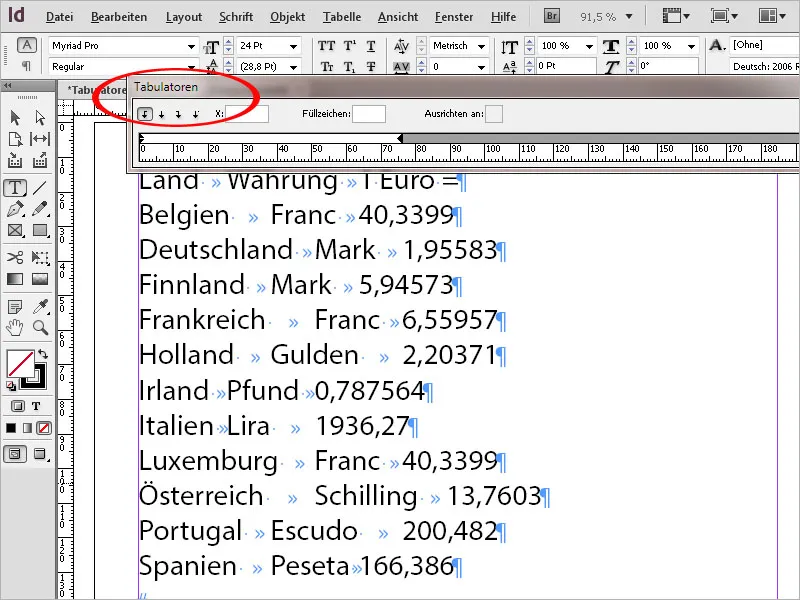 Καρτέλες και πίνακες στο InDesign