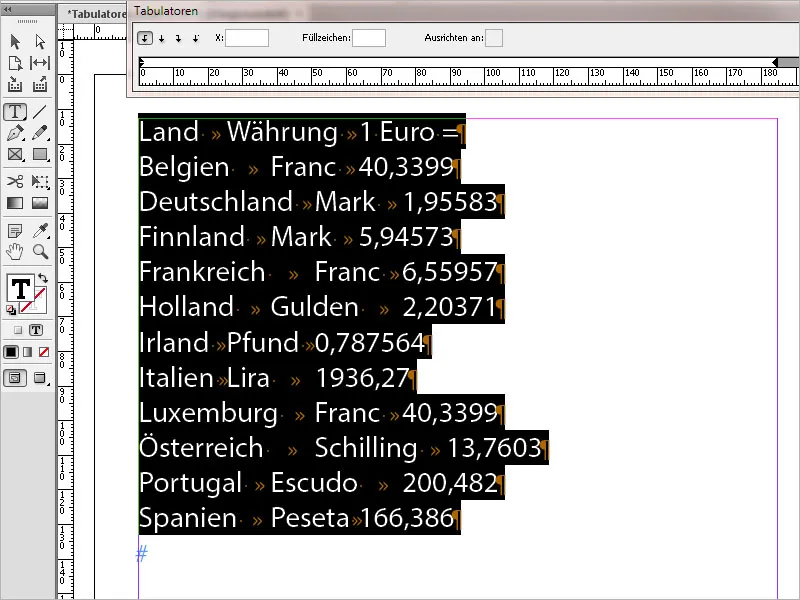 Καρτέλες και πίνακες στο InDesign