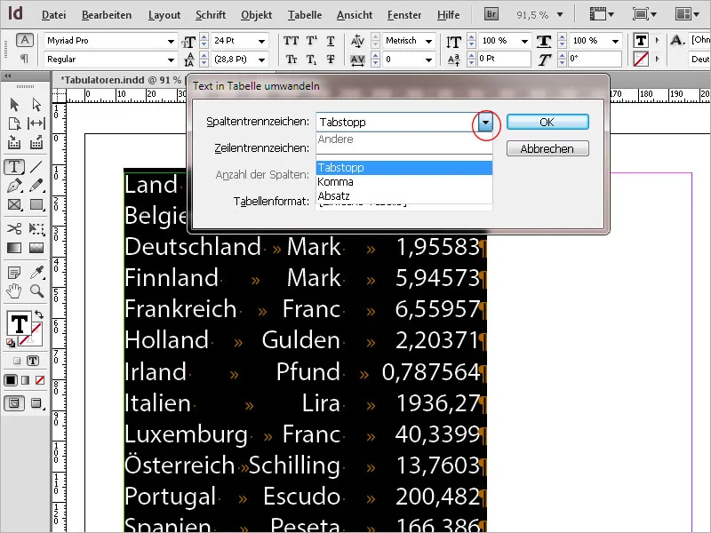 Καρτέλες και πίνακες στο InDesign